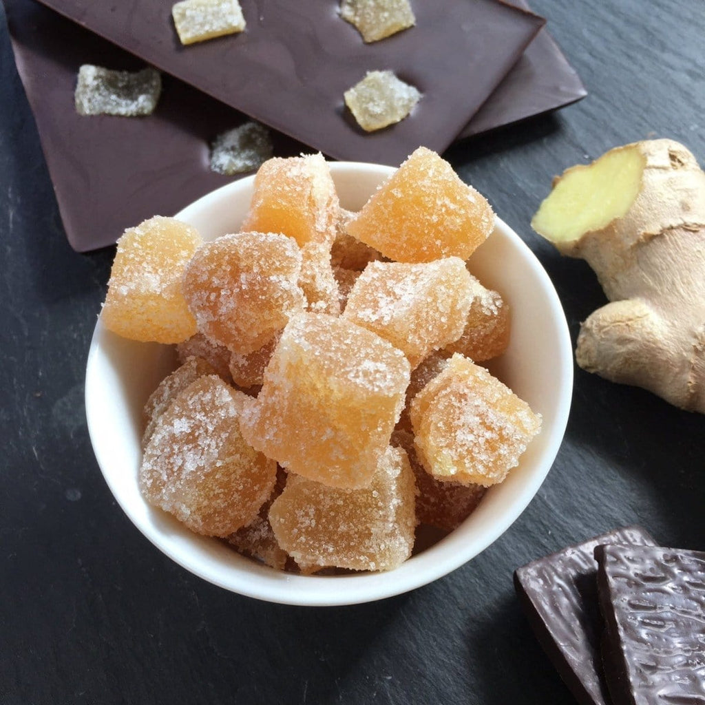 chunks of crystallised ginger in a bowl