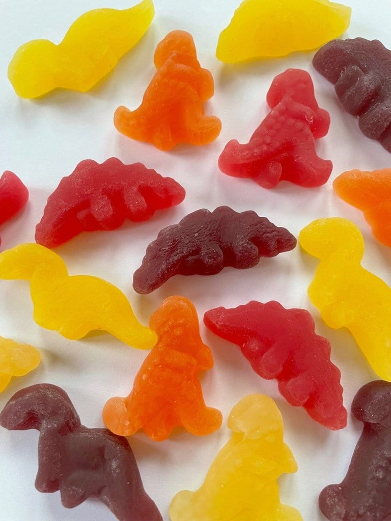 Assorted fruit flavoured gummy dinosaur sweets