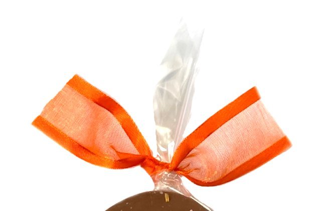 Orange Crackle Easter Egg. Orange ribbon bow